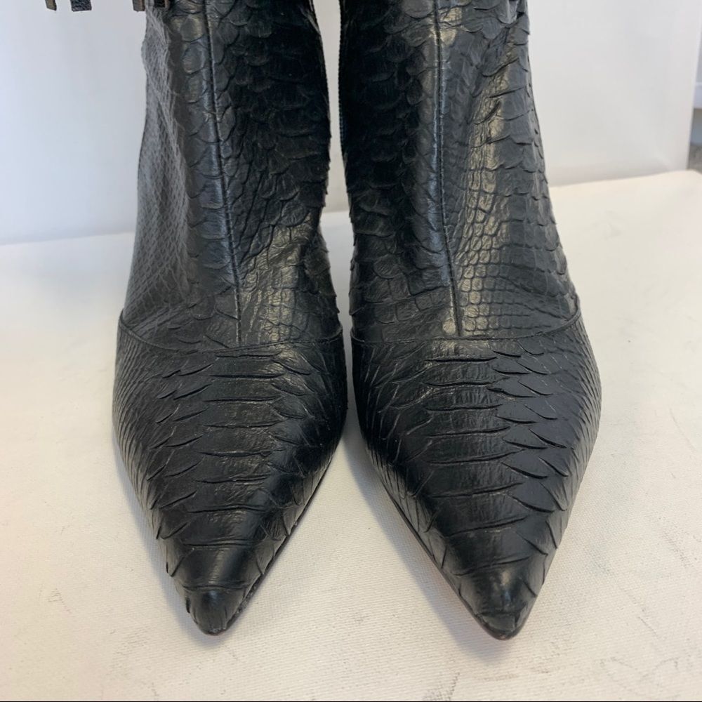 Fantasy collection black high heel fringe boots - Picture 6 of 12